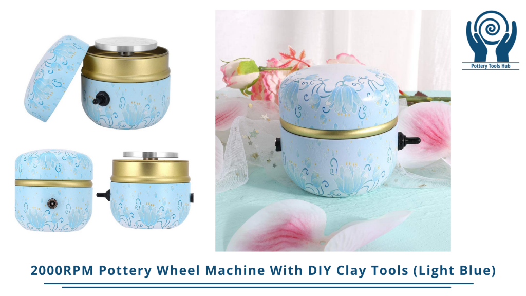 2000RPM Pottery Wheel Machine With DIY Clay Tools - Light Blue